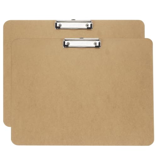 PATIKIL 17,7" x 13,6" Horizontales Klemmbrett, 2 Stück extra großes Querformat aus Hartfaserplatte mit flachem Clip, Papier im Legalformat für den Schoß, Zeichnen, Skizzieren, Büro, Braun von PATIKIL