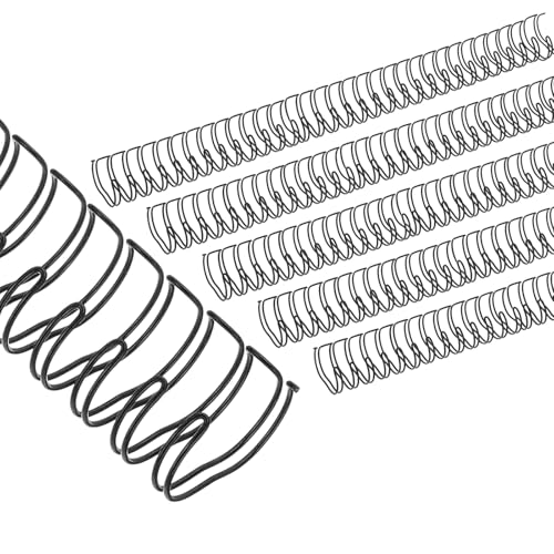 PATIKIL 19mm (3/4") Drahtbinderücken Doppelring-Drahtbinderücken, 20 Stück Metall-Doppelring-Bindespiralen 180 Blatt Kapazität 2:1 Teilung 21 Ring-Bindespiralen, Schwarz von PATIKIL