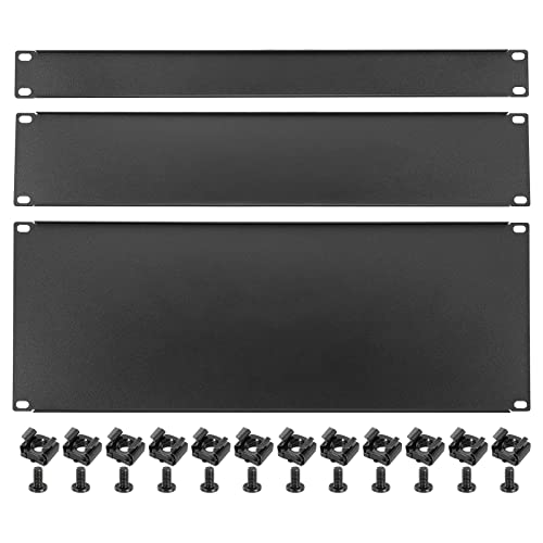 PATIKIL 1U 2U 4U Leere Platte Metall Rack Montage 19" 1Set Füllungsplatte Montage Distanzstück Rack Blindplatte Kit für Gehäuse Server Rack Kabinett Schwarz von PATIKIL