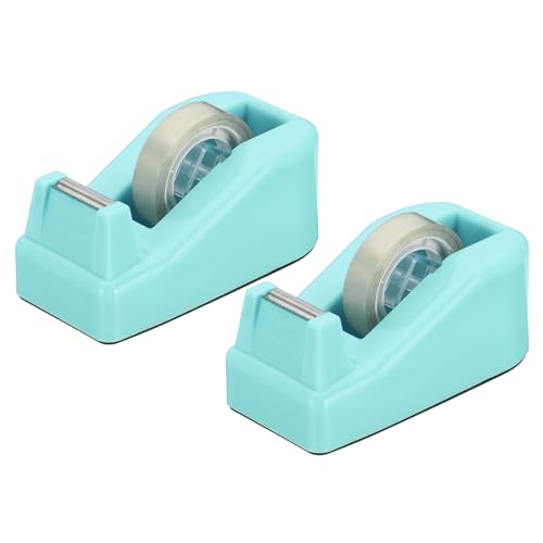 PATIKIL 2 Stück Klebebandspender Schreibtisch, Kleiner Klebebandspender Niedlicher Desktop-Spenderhalter für Klebeband Büro Schreibtisch, Cyan Blau von PATIKIL