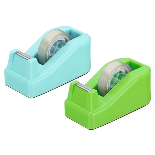 PATIKIL 2 Stück Klebebandspender Schreibtisch, Kleiner Klebebandspender Niedlicher Desktop-Spenderhalter für Klebeband Büro Schreibtisch, Grün Cyan von PATIKIL