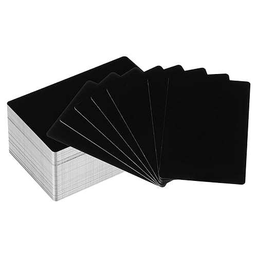 PATIKIL 200Stk Metall Visitenkarten Leere 0.21mm Dickes 3.4x2.1" Aluminium Lasergravur Bedruckbare Namenskarte für Benutzerdefinierte DIY Schwarz von PATIKIL