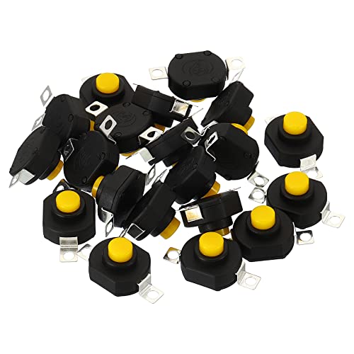 PATIKIL 20Stk Verriegelung Drücken Schaltfläche Schalter YT-1412-KD Flach Pin mit Loch Ein/Aus Selbstsperrung 30V 0.5A Mikro Schalter für Taschenlampe Licht Stab Ausgang Schwarz von PATIKIL