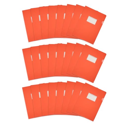 PATIKIL 24er Pack L-Typ Kunststoffordner, Briefgröße Klare Ordner für Dokumente Papiertaschen Projektordner mit Tasche für Zuhause Büro, Orange von PATIKIL