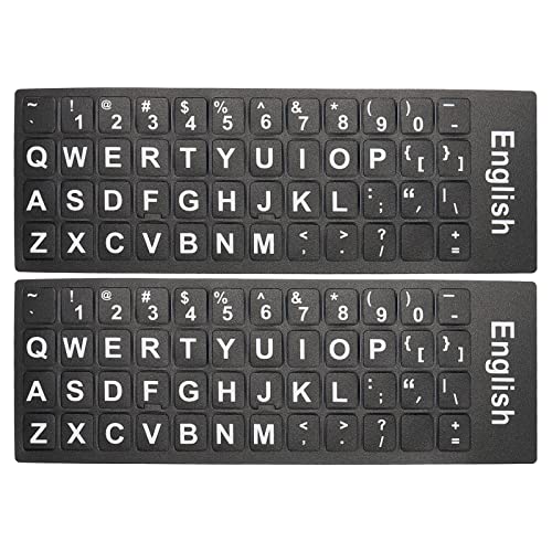 PATIKIL 2Pack Englisch Tastatur Aufkleber Universelle Tastatur Ersatz Deckel Gefrostet für Notebook Schreibtisch Computer Schwarz Hintergrund Weiß Beschriftung von PATIKIL