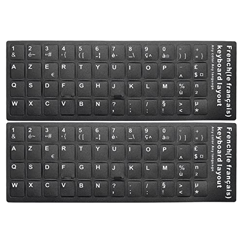 PATIKIL 2Pack Französisch Tastatur Aufkleber Universelle Tastatur Ersatz Deckel Gefrostet für Notebook Schreibtisch Computer Schwarz Hintergrund Weiß Beschriftung von PATIKIL