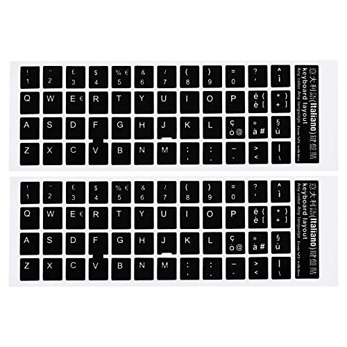 PATIKIL 2Pack Italienisch Tastatur Aufkleber Universelle Tastatur Ersatz Abdeckung Glatt für Laptop Schreibtisch Computer Schwarz Hintergrund Weiß Beschriftung von PATIKIL