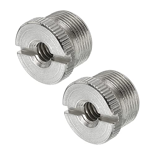 PATIKIL 2Pack Mikrofonstativ Adapter 1/4 Buchse an 5/8 Stecker Eisen Mik Schraube Adapter für Mikrofon Stativständer Silber von PATIKIL