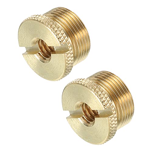 PATIKIL 2Pack Mikrofonstativ Adapter 1/4 Buchse an 5/8 Stecker Messing Mik Schraube Adapter für Mikrofon Stativständer Gold von PATIKIL