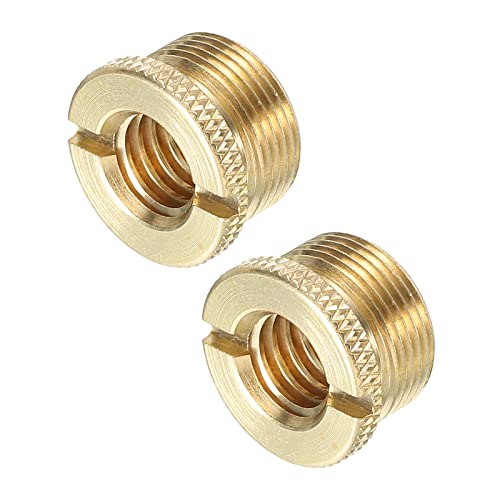 PATIKIL 2Pack Mikrofonstativ Adapter 3/8 Buchse an 5/8 Stecker Messing Mik Schraube Adapter für Mikrofon Stativständer Gold von PATIKIL