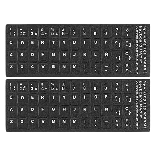 PATIKIL 2Stk Spanische Tastatur Aufkleber PC Tastatur Aufkleber Schwarzer Hintergrund für Laptop Desktop mit weißer Beschriftung von PATIKIL