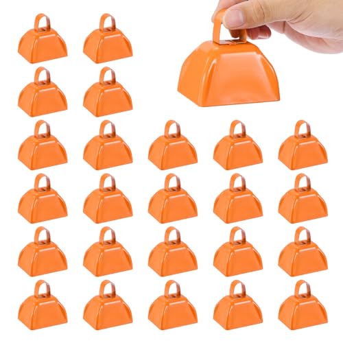 PATIKIL 3 Zoll Kuhglocken für Fußballspiele, 24 Stück Kuhglocken für Sportveranstaltungen, große laute Geräuschemacher, Metall-Kuhglocke mit Griff Orange PATIKIL 3 Zoll Kuhglocken für Fußballspiele, 24 Stück Kuhglocken für Sportveranstaltungen, große laute Geräuschemacher, Metall-Kuhglocke mit Griff Orange von PATIKIL