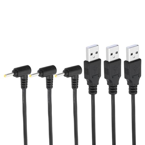 PATIKIL 3ft USB auf DC 2,5x0,7mm Barrel Jack Stromkabel, 3 Stück 24AWG Draht Adapter Stecker Ladekabel für Lichter, Ventilatoren, Lautsprecher, Tischlampen, Schwarz von PATIKIL