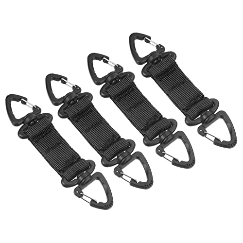 PATIKIL 4 Stück Gürtelclips, hängende Schnalle, Schlüsselanhänger mit doppelseitigem, dreieckigem Clip für Outdoor-Camping, schwarz von PATIKIL