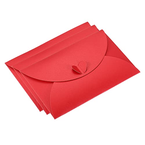 PATIKIL 50Pack Geschenkkarte Umschlag Herz Geformt Spange Foto Geschenkkarte Träger Mini Umschlag für Geburtstage Hochzeiten Rot von PATIKIL