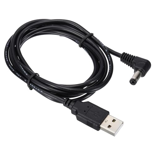 PATIKIL 5Ft USB zu DC 5,5x2,1mm Hohlstecker-Netzkabel, Drahtadapter-Steckverbinder-Ladekabel für Lichtventilatoren-Lautsprecher-Tischlampe, Schwarz. von PATIKIL