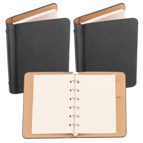 PATIKIL 6 Ring Binder Cover, 2 Pack A7 Leder Notizbuch Binder Mini Nachfüllbarer Loose Leaf Personal Planner mit 100 Blatt Papier, Schwarz PATIKIL 6 Ring Binder Cover, 2 Pack A7 Leder Notizbuch Binder Mini Nachfüllbarer Loose Leaf Personal Planner mit 100 Blatt Papier, Schwarz von PATIKIL