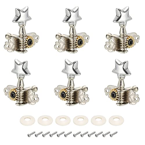 PATIKIL 6 Stück Klassische Gitarre Saiten Stimmwirbel verchromte Maschinenköpfe Stimmtasten Stimmgeräte Single Hole 3L 3R, Silber Ton PATIKIL 6 Stück Klassische Gitarre Saiten Stimmwirbel verchromte Maschinenköpfe Stimmtasten Stimmgeräte Single Hole 3L 3R, Silber Ton von PATIKIL