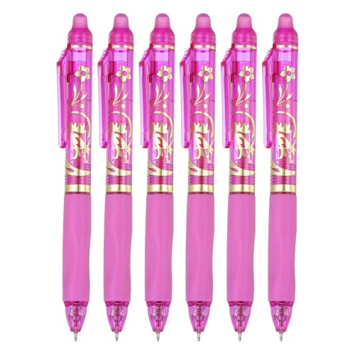 PATIKIL 6 Stück Radierbare Gel-Stifte, 0,5 mm Hitze-Radierbare Stifte mit bequemem Griff Fruchtgeschmack Duftende Tinte Stift für Stoff Nähen Zeichnen Schreiben, Rosarote Tinte von PATIKIL