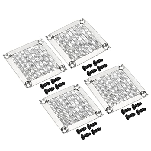 PATIKIL 60mm Lüfter Filter Gitter mit Schrauben 4Pack Aluminum Rahmen Edelstahl Netz Staubdichte Abdeckung für Computer Gehäuse Silber von PATIKIL