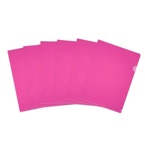 PATIKIL 6er Pack L-Typ Kunststoffordner, Briefgröße Transparente Ordner für Dokumente Papiertaschen Projektordner für Zuhause Büro, Pink von PATIKIL