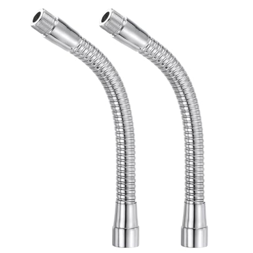 PATIKIL 8" Mikrofon Schwanenhals 2Stk 5/8"-27 Gewinde Metall Universal Schlauch Flexibel Arm Schwanenhals Rohr Verlängerung für Multifunktion Heimwerken Silber Ton von PATIKIL