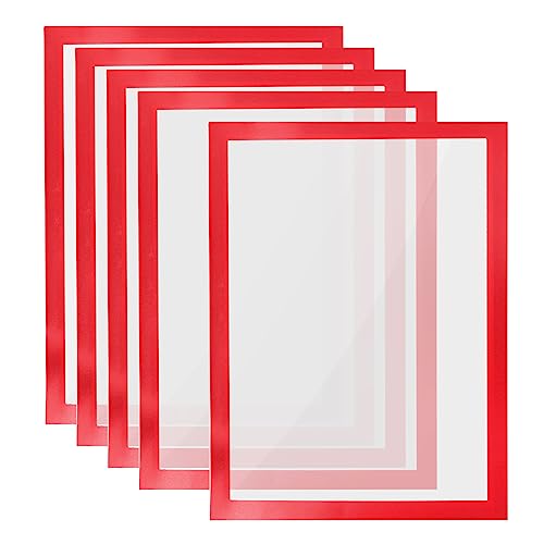 PATIKIL 8"x12" Magnetisch Display Rahmen 5 Pack A4 Selbstklebend Magnetisch Schildhalter Doppelseitige Fenster Zeichen Halter für Wand Büro Kühlschrank Rot von PATIKIL