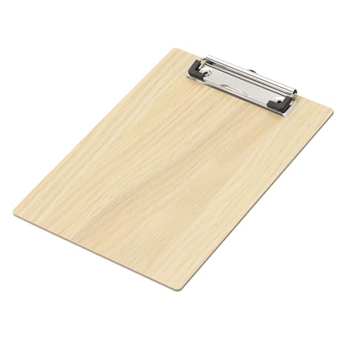 PATIKIL 8.9"x6.3" Holz-Schreibbrett, A4 Briefgröße Klemmbretter aus Hartfaserplatte mit flachem Clip für Büro, Klassenzimmer, Holztextur von PATIKIL