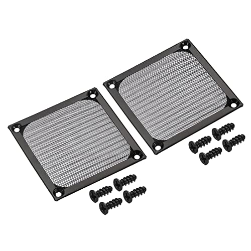 PATIKIL 84mm Lüfter Filter Gitter mit Schrauben 2Pack Aluminum Rahmen Edelstahl Netz Staubdichte Abdeckung für Computer Gehäuse Schwarz von PATIKIL