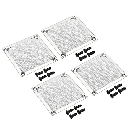 PATIKIL 84mm Lüfter Filter Gitter mit Schrauben 4Pack Aluminum Rahmen Edelstahl Netz Staubdichte Abdeckung für Computer Gehäuse Silber von PATIKIL