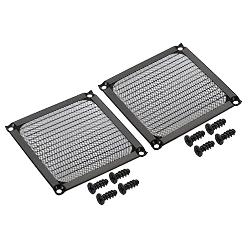 PATIKIL 92mm Lüfter Filter Gitter mit Schrauben 2Pack Aluminum Rahmen Edelstahl Netz Staubdichte Abdeckung für Computer Gehäuse Schwarz von PATIKIL