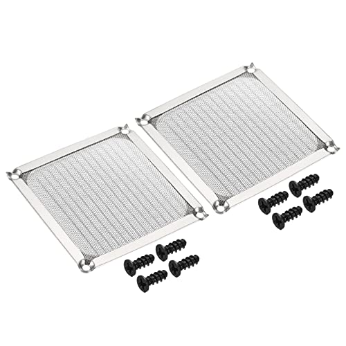 PATIKIL 92mm Lüfter Filter Gitter mit Schrauben 2Pack Aluminum Rahmen Edelstahl Netz Staubdichte Abdeckung für Computer Gehäuse Silber von PATIKIL