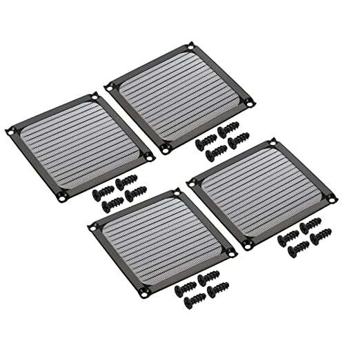 PATIKIL 92mm Lüfter Filter Gitter mit Schrauben 4Pack Aluminum Rahmen Edelstahl Netz Staubdichte Abdeckung für Computer Gehäuse Schwarz von PATIKIL