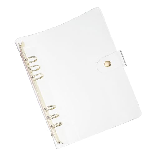 PATIKIL A5 Klare Binderhülle, weiche PVC-Loose-Leaf-Binder-Schutzhülle mit Druckknopfverschluss, 6 goldene Ringe für DIY-Meeting-Notizbuch-Ordner, transparent von PATIKIL