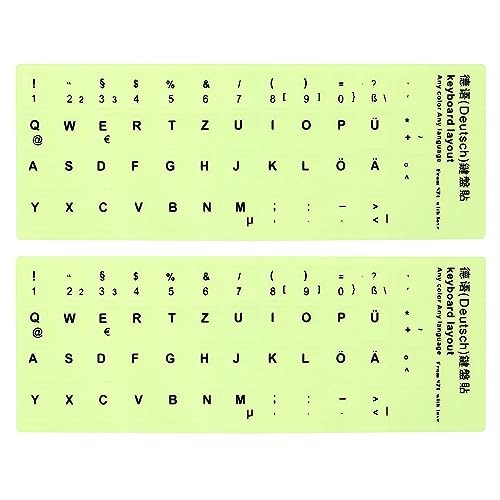 PATIKIL Deutsch Tastatur Aufkleber Nachleuchtende 2 Packung Leuchtende Universal Tastatur Ersatz Cover für Notebook Schreibtisch Computer Schwarz Schriftzug von PATIKIL