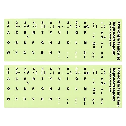 PATIKIL Französisch Tastatur Aufkleber Nachleuchtende 2 Packung Leuchtende Universal Tastatur Ersatz Cover für Notebook Schreibtisch Computer Schwarz Schriftzug von PATIKIL
