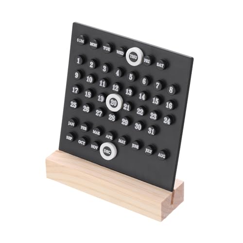 PATIKIL Holz Ewiger Kalender Schreibtisch Acryl Kalender Ständer Monat Woche Datum Anzeige für Schreibtisch Geschäft Büro Zuhause Dekoration Schwarz von PATIKIL