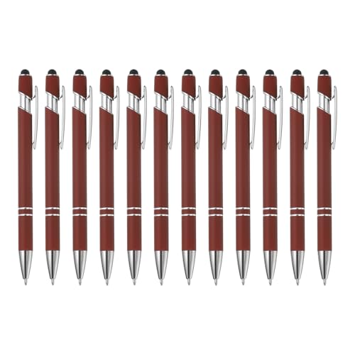 PATIKIL Kugelschreiber mit Stylus-Spitze, 12 Stück zweiinone Metallstift Schwarze Tinte 1,0 mm mittlere Spitze Stylus-Stift für Touchscreens Style 3, Rot von PATIKIL