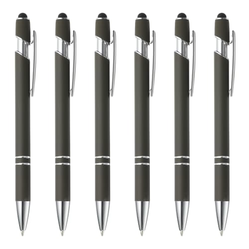 PATIKIL Kugelschreiber mit Stylus-Spitze, 6 Stück 2 in 1 Metallstift Schwarze Tinte 1,0 mm mittlere Spitze Stylus-Stift für Touchscreens Style 3, Grau von PATIKIL