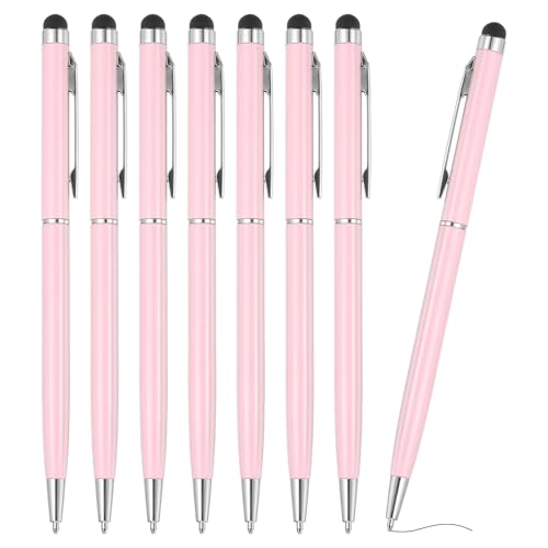 PATIKIL Kugelschreiber mit Stylus-Spitze, 8 Stück Zwei in einem Metallstift Schwarze Tinte 1,0 mm mittlere Spitze Stylus-Stift für Touchscreens, Pink von PATIKIL