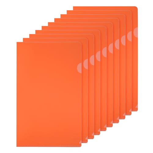 PATIKIL L-Typ Ordner 10er Pack A4 Kunststoff Aktenhüllen Transparente Dokumentenhüllen für Büro, Orange von PATIKIL