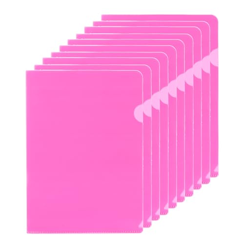 PATIKIL L-Typ-Ordner 10er Pack A5 Kunststoff-Datei-Projekttaschen Transparente Papierdokument-Hüllen für Büro, Pink von PATIKIL