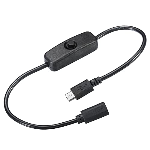 PATIKIL Mikro USB Kabel mit Ein-AusSchalter, 1ft Stecker auf Buchse Erweiterung Anschluss für LED-Streifen USB-Ventilator Schwarz von PATIKIL