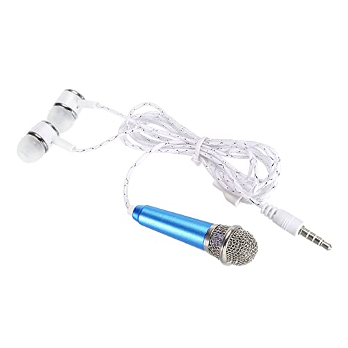 PATIKIL Mini Mikrofon Tragbar Stimme Mikrofon Blau für Sprachaufnahme und Gesang mit Kopfhörer Pack von 1 von PATIKIL