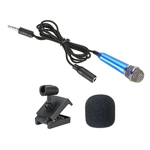 PATIKIL Mini Mikrofon Tragbar Stimme Mikrofon Blau für Sprachaufnahme und Gesang mit Mikrofonständer und Deckel Pack von 1 von PATIKIL