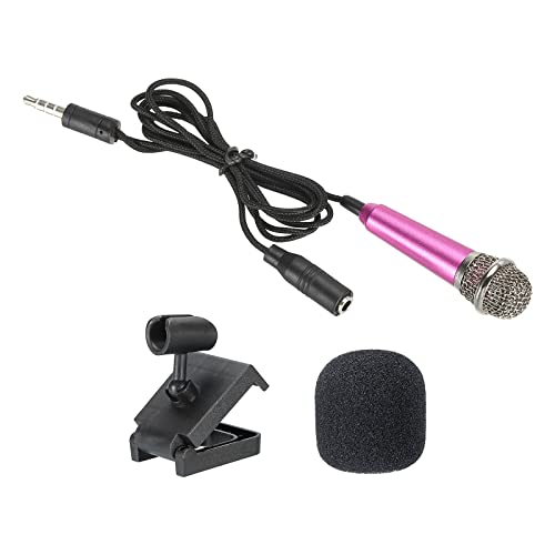 PATIKIL Mini Mikrofon Tragbar Stimme Mikrofon Rosenrot für Sprachaufnahme und Gesang mit Mikrofonständer und Deckel Pack von 1 von PATIKIL