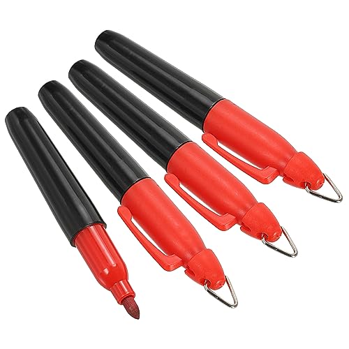 PATIKIL Mini Permanent Marker 4 Pack Trocken Radieren Stift mit Schlüsselanhänger Clip für Büro Treffen Außenaktivitäten Rot Tinte von PATIKIL