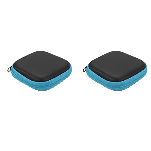 PATIKIL Packung von 2 Tragbare Speicher Tragetasche Stoßfest für USB-Kabel Festplatte Ohrhörer 2,95 x 2,95 x 1,18 Zoll Quadrat HImmelblau von PATIKIL