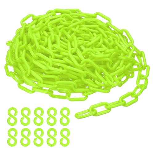 PATIKIL Plastikkette, 32 Fuß Sicherheitsbarrierekette zur Personenkontrolle, 1/4 Zoll (6 mm) grüne Kunststoffkettenverbindungen für Warteschlangen, Parkplätze, Zäune von PATIKIL