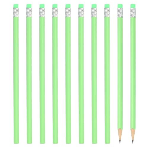 PATIKIL Runde Bleistifte, 24er Pack HB Graphit-Bleistifte mit Radiergummi, Holz-Bleistifte, niedliche Stifte für Klassenzimmer, Lehrerbedarf, grün von PATIKIL